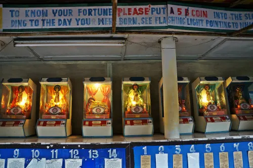 Fortune-telling machines at the Big Buddha temple