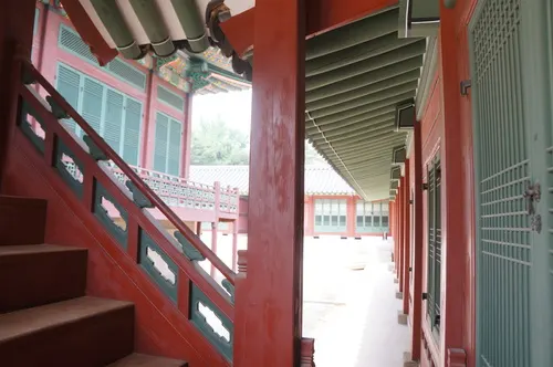 Courtyard and royal buildings in a Seoul palace