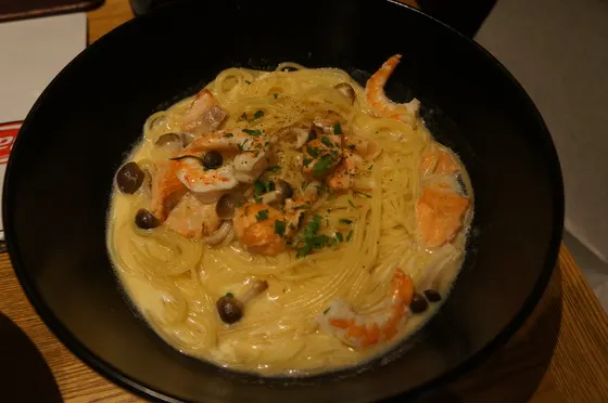 Japanese-style pasta dinner in Shimokitazawa