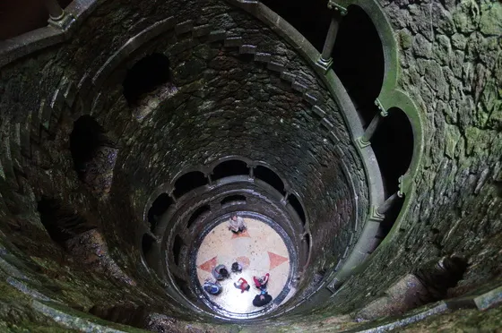 Inside the Initiation Well at Quinta da Regaleira