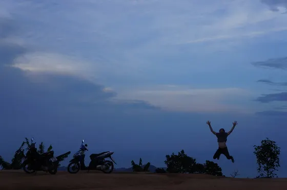 Riding a rented scooter on Koh Samui