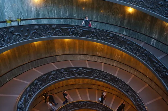 The spiral staircase at the exit of the Vatican Museums